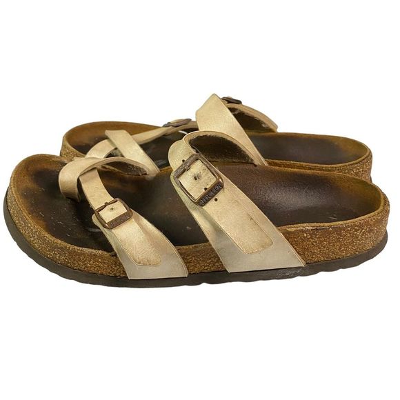 Women's Birkenstock Mayari cream Birko-flor toe loop slide sandals US 7 EU 38 - Picture 7 of 13